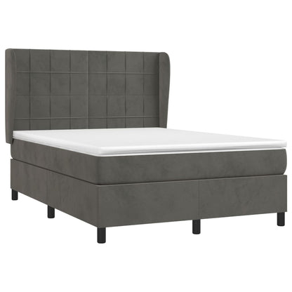 Giroletto a Molle con Materasso Grigio Scuro 140x190 cm Velluto | homemem39