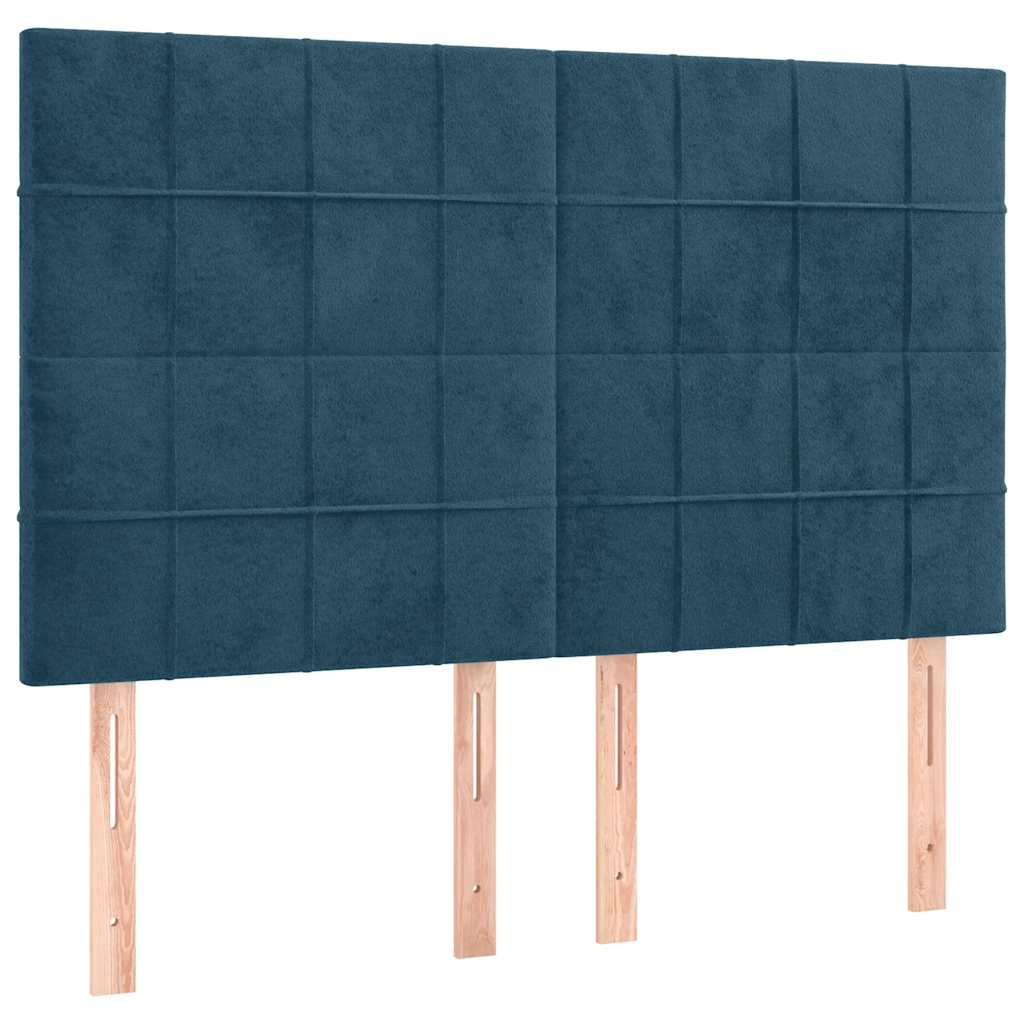 Giroletto a Molle con Materasso Blu Scuro 140x190 cm in Velluto | homemem39