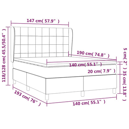 Giroletto a Molle con Materasso Blu Scuro 140x190 cm in Velluto | homemem39