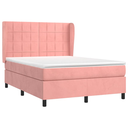 Giroletto a Molle con Materasso Rosa 140x190 cm in Velluto | homemem39