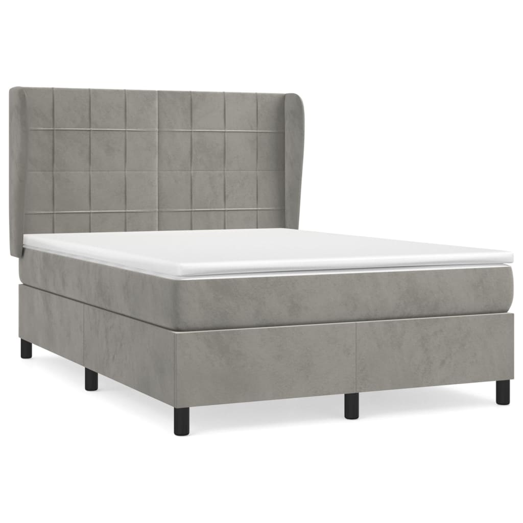 Giroletto a Molle con Materasso Grigio Chiaro 140x200cm Velluto | homemem39
