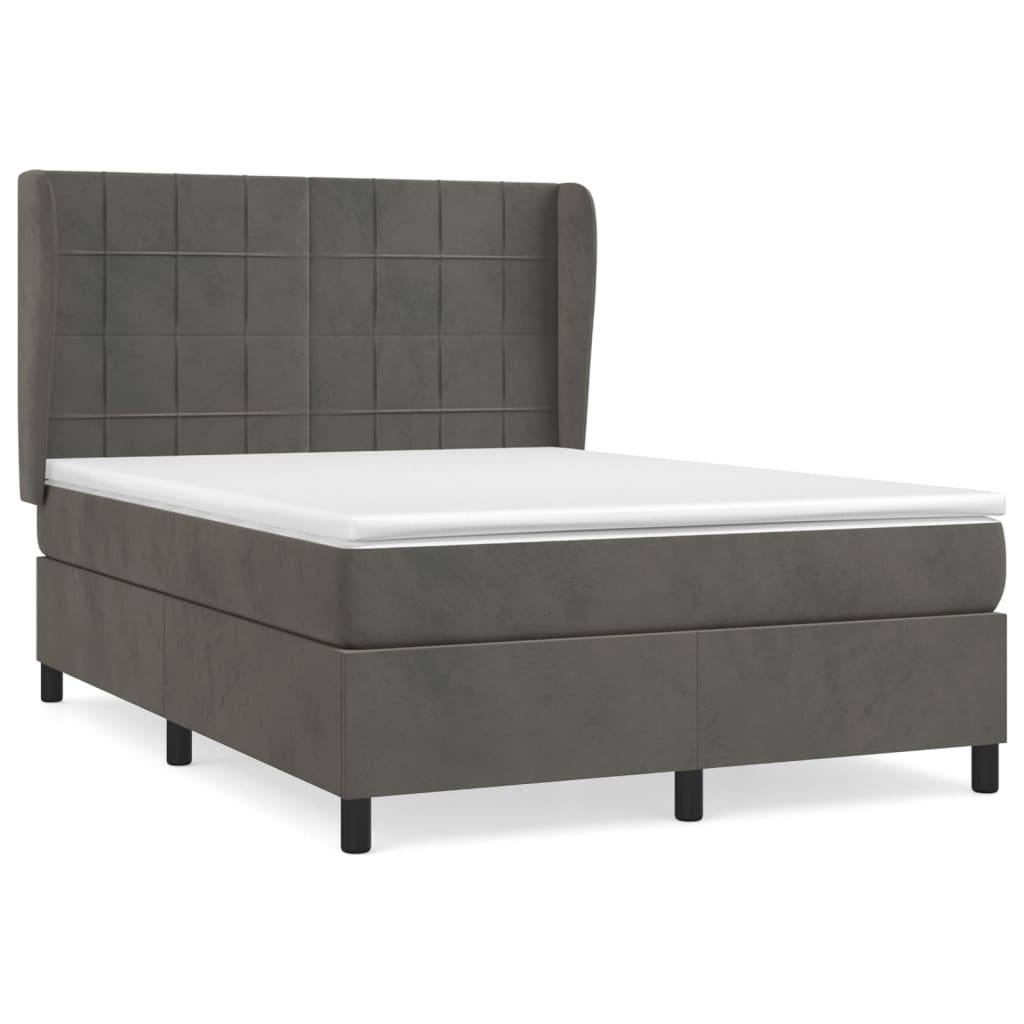 Giroletto a Molle con Materasso Grigio Scuro 140x200 cm Velluto | homemem39