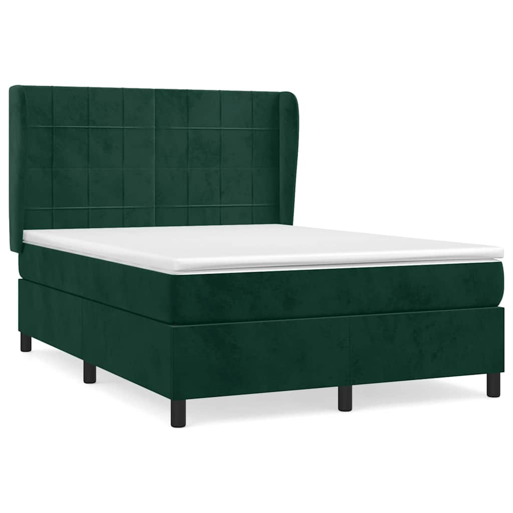 Giroletto a Molle con Materasso Verde Scuro 140x200 cm Velluto | homemem39