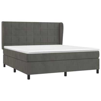 Giroletto a Molle con Materasso Grigio Scuro 160x200 cm Velluto | homemem39