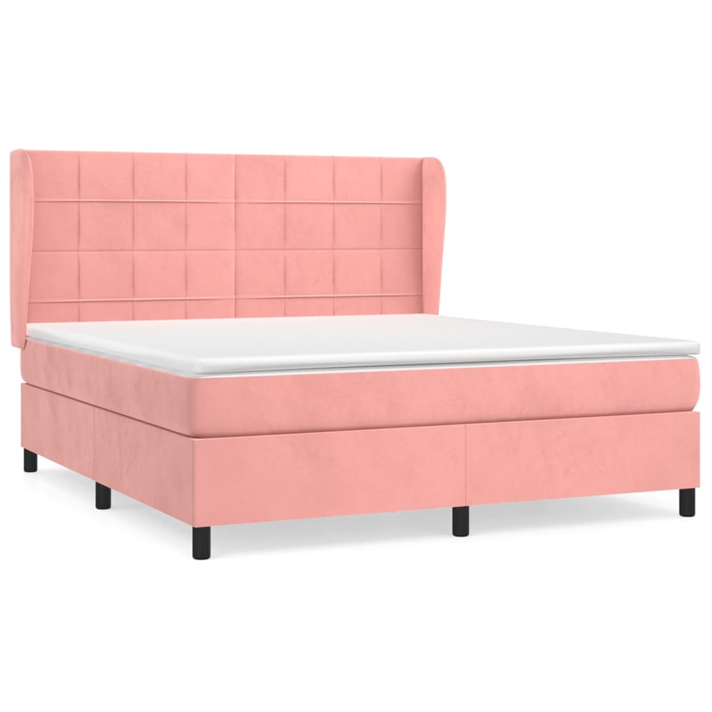 Giroletto a Molle con Materasso Rosa 160x200 cm in Velluto | homemem39