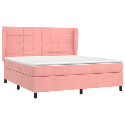 Giroletto a Molle con Materasso Rosa 160x200 cm in Velluto | homemem39