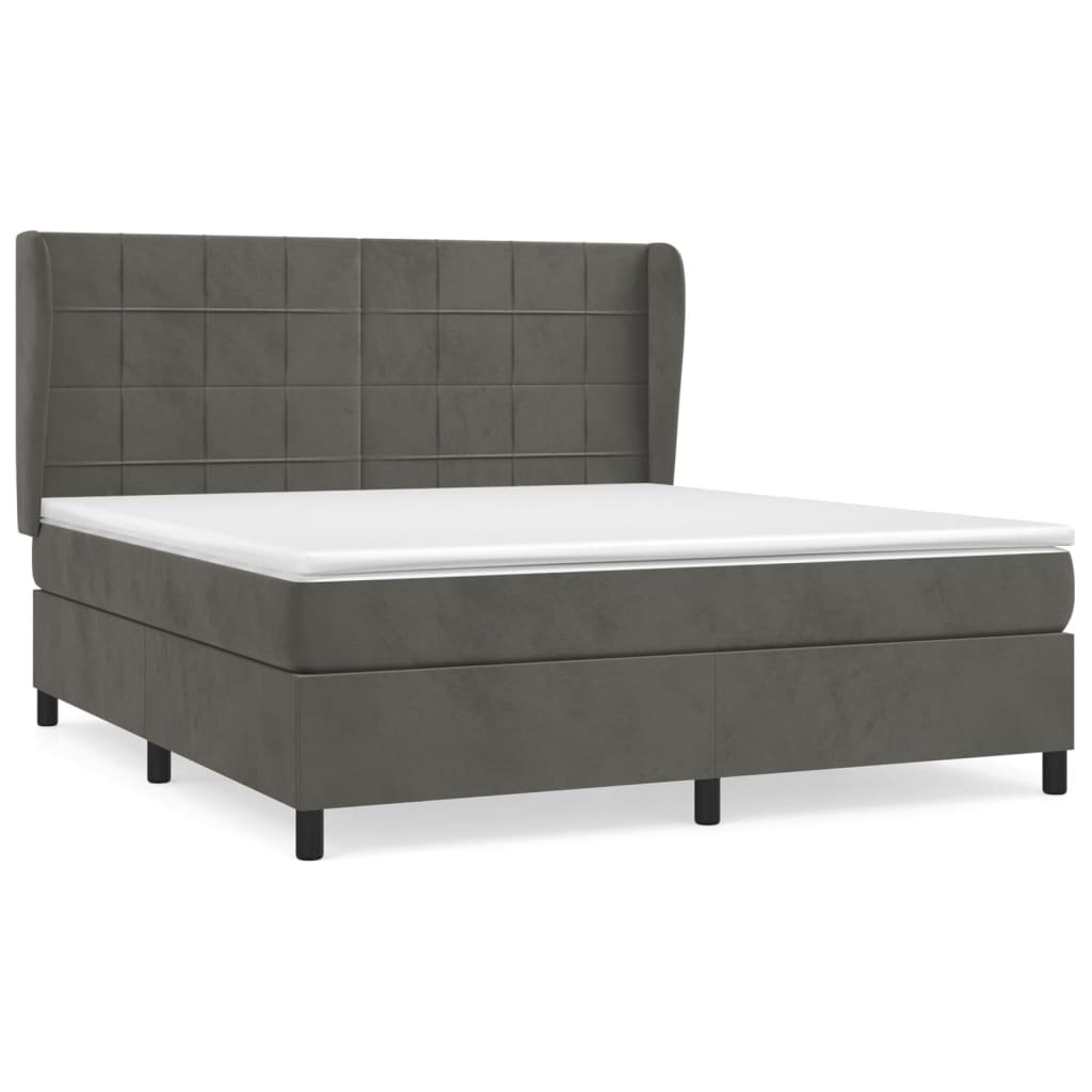Giroletto a Molle con Materasso Grigio Scuro 180x200 cm Velluto | homemem39