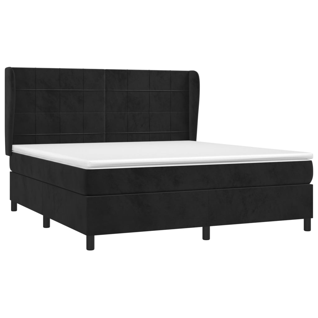 Giroletto a Molle con Materasso Nero 180x200 cm in Velluto | homemem39