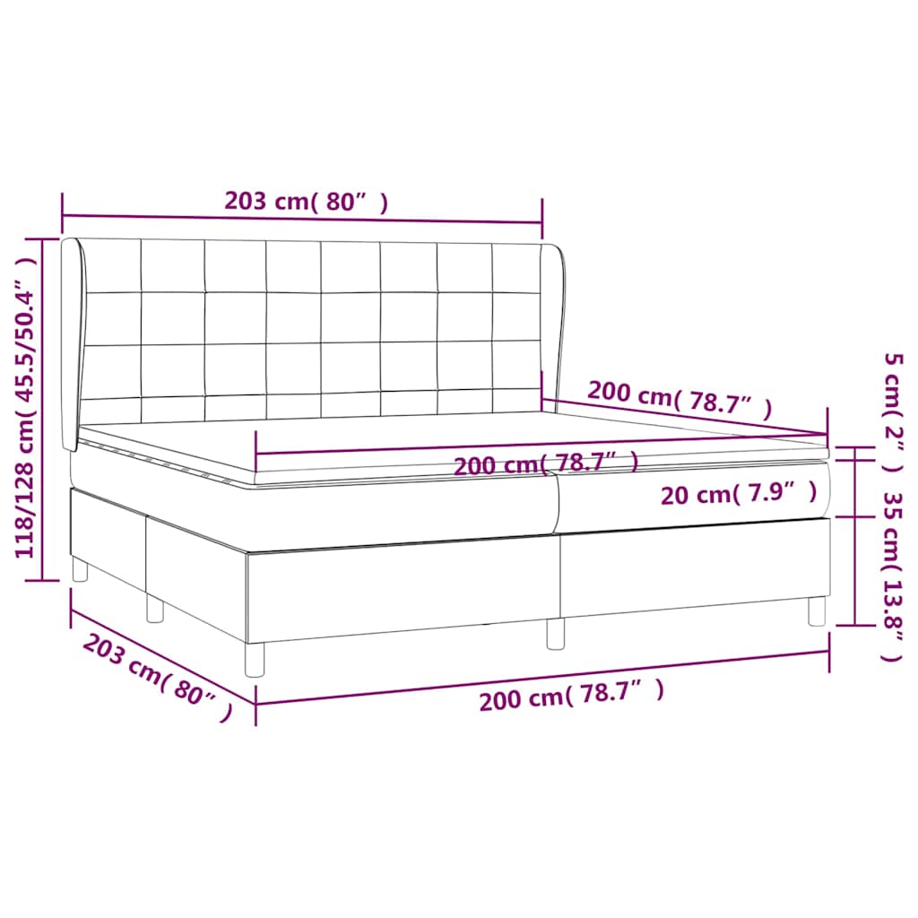 Giroletto a Molle con Materasso Grigio Scuro 200x200 cm Velluto | homemem39