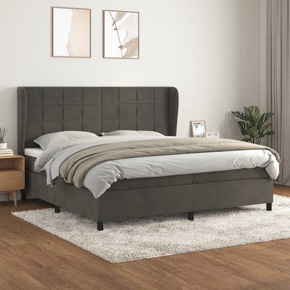 Giroletto a Molle con Materasso Grigio Scuro 200x200 cm Velluto | homemem39