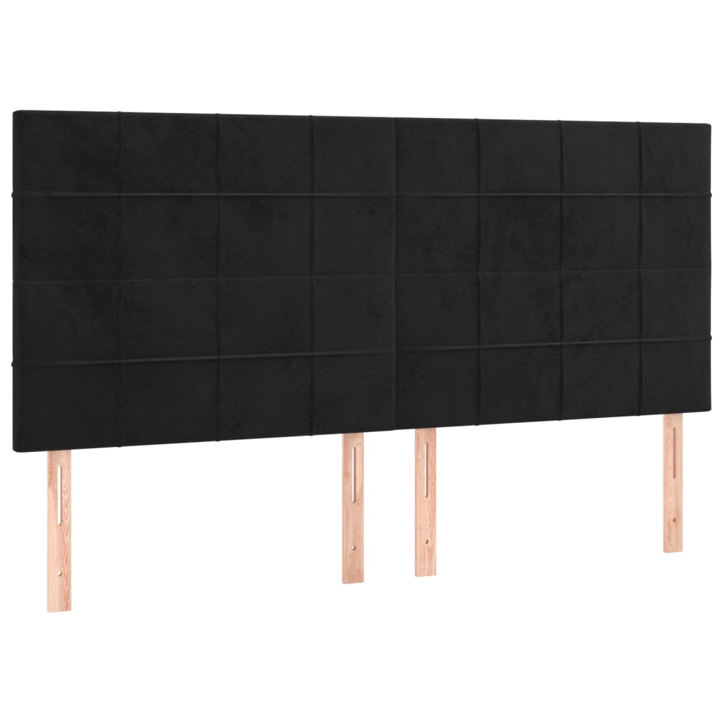 Giroletto a Molle con Materasso Nero 200x200 cm in Velluto | homemem39