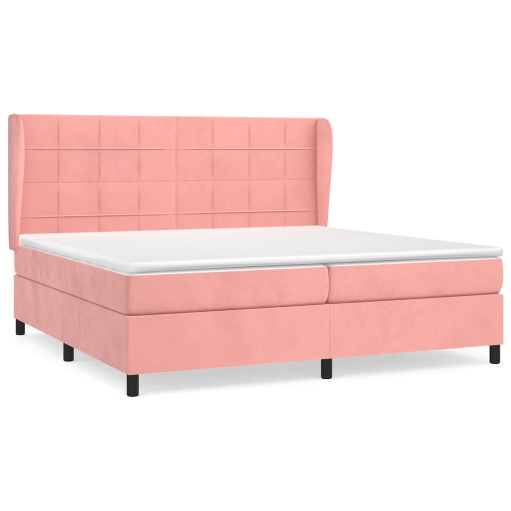 Giroletto a Molle con Materasso Rosa 200x200 cm in Velluto | homemem39