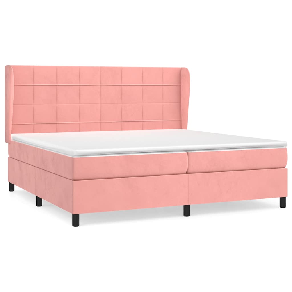 Giroletto a Molle con Materasso Rosa 200x200 cm in Velluto