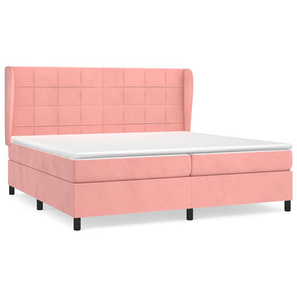 Giroletto a Molle con Materasso Rosa 200x200 cm in Velluto