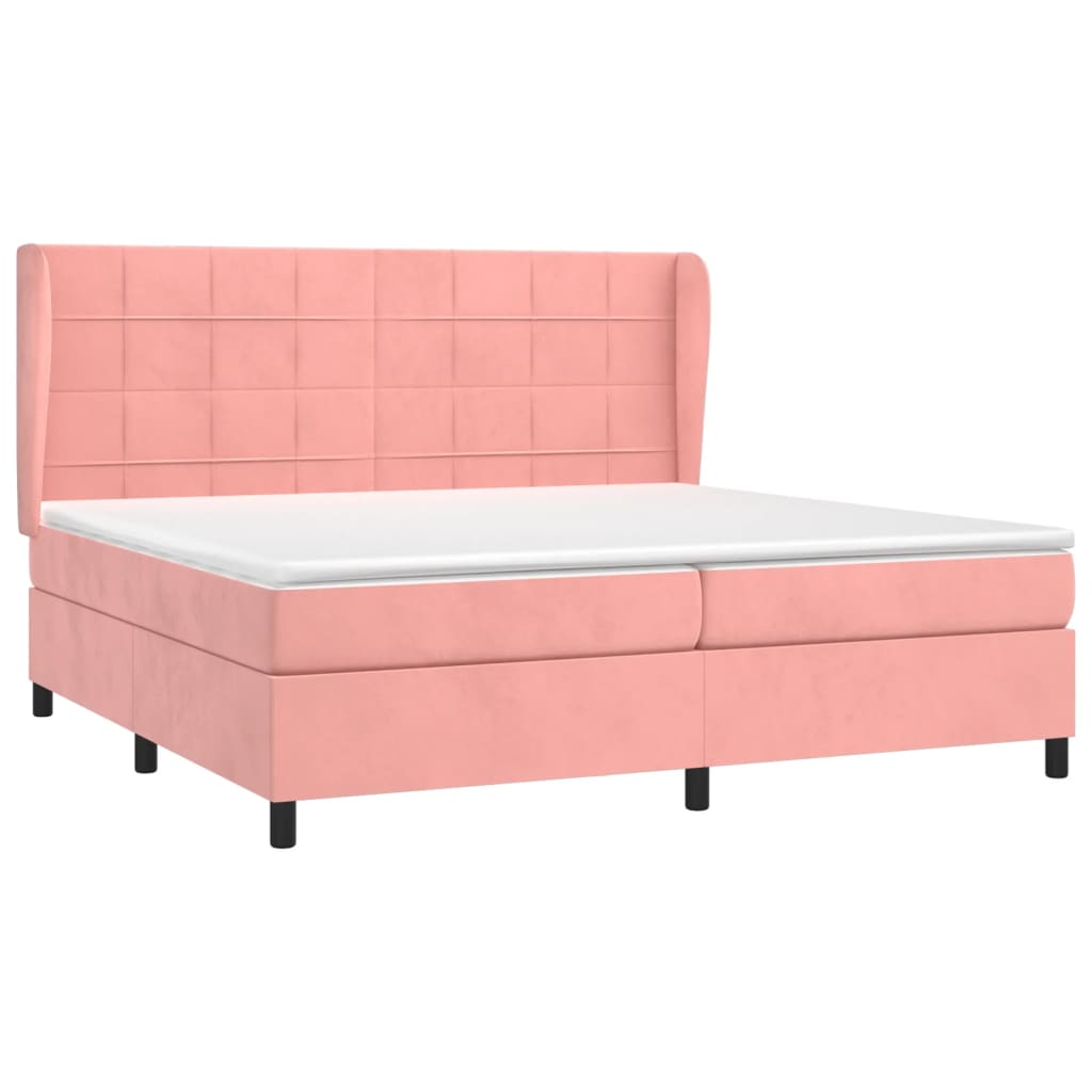Giroletto a Molle con Materasso Rosa 200x200 cm in Velluto | homemem39