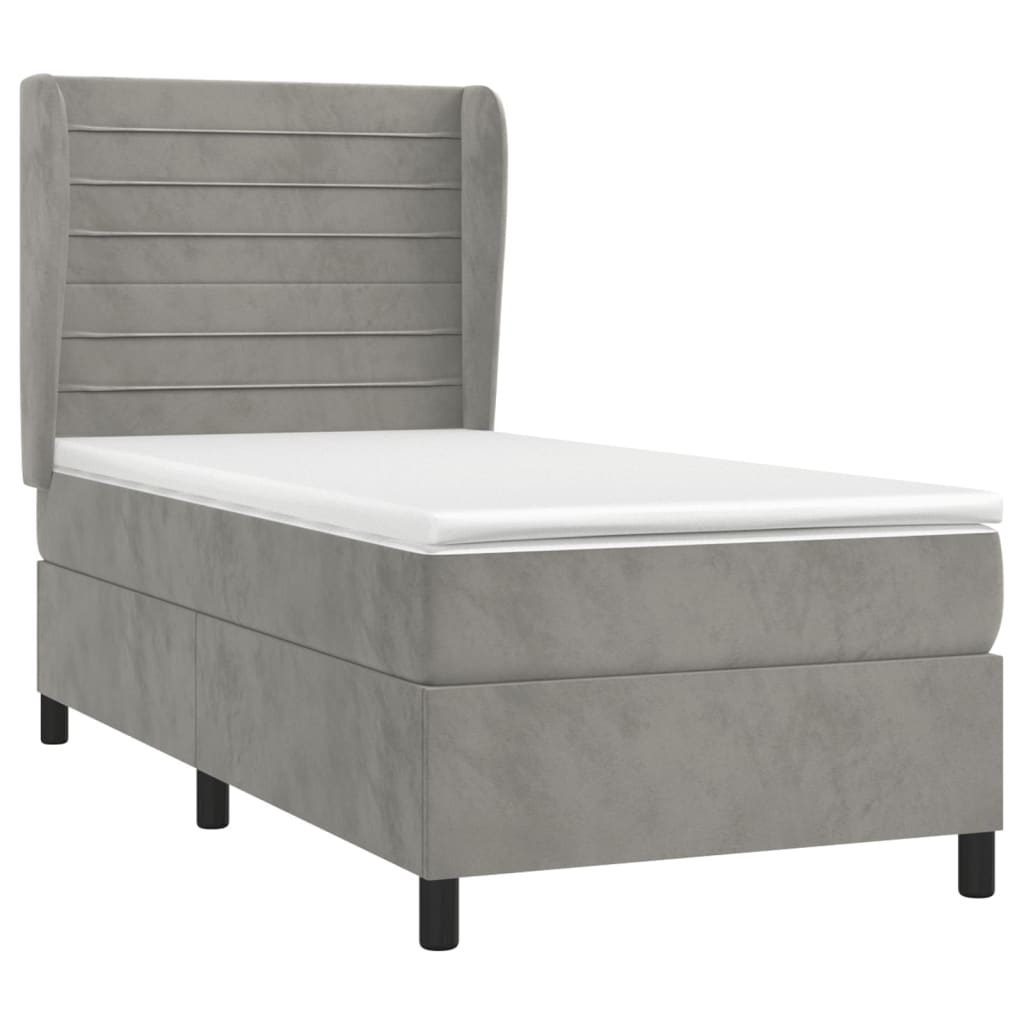 Giroletto a Molle con Materasso Grigio Chiaro 80x200 cm Velluto | homemem39