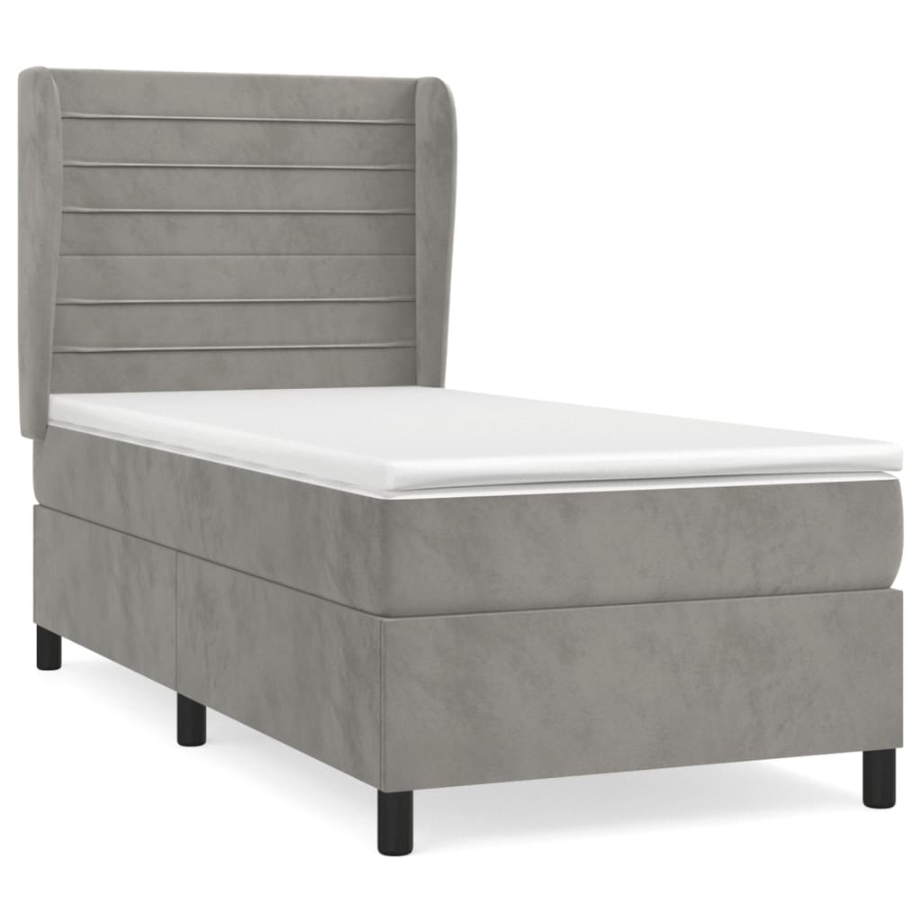 Giroletto a Molle con Materasso Grigio Chiaro 90x190 cm Velluto | homemem39