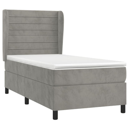 Giroletto a Molle con Materasso Grigio Chiaro 90x190 cm Velluto | homemem39