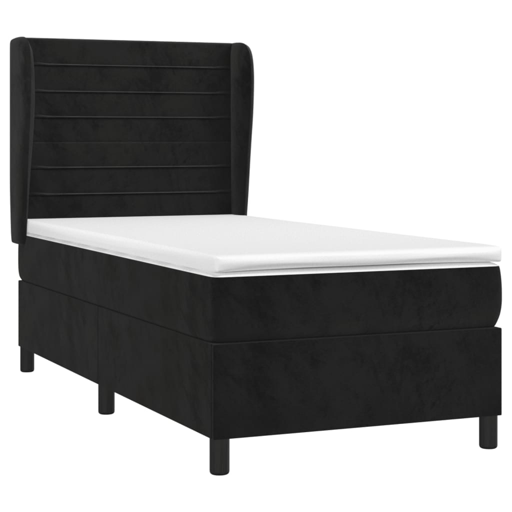 Giroletto a Molle con Materasso Nero 90x190 cm in Velluto | homemem39