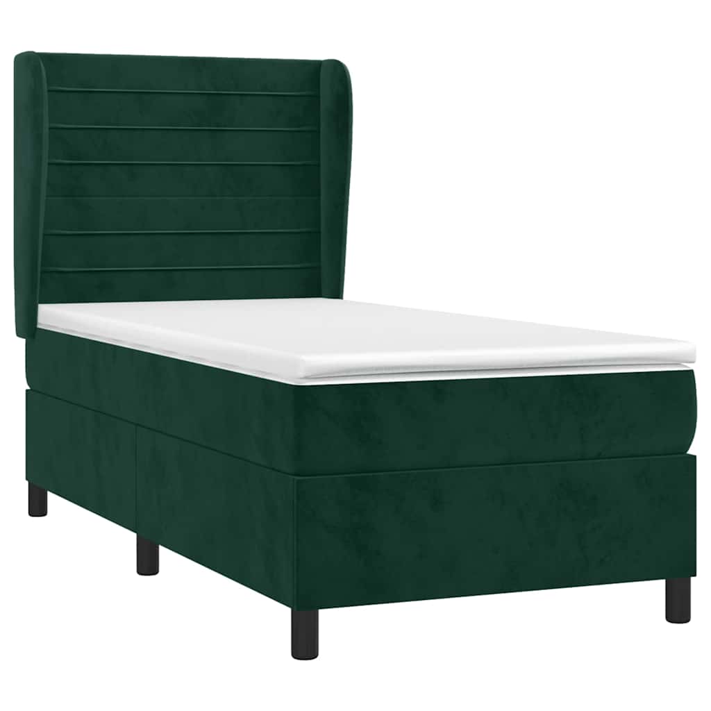 Giroletto a Molle con Materasso Verde Scuro 90x190 cm Velluto | homemem39