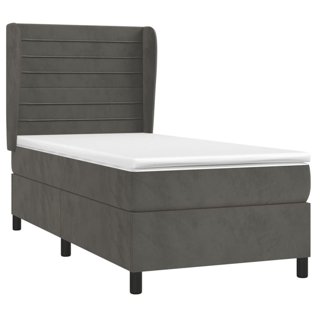 Giroletto a Molle con Materasso Grigio Scuro 90x200 cm Velluto | homemem39