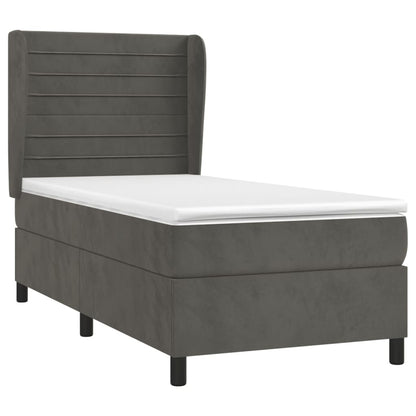 Giroletto a Molle con Materasso Grigio Scuro 90x200 cm Velluto | homemem39