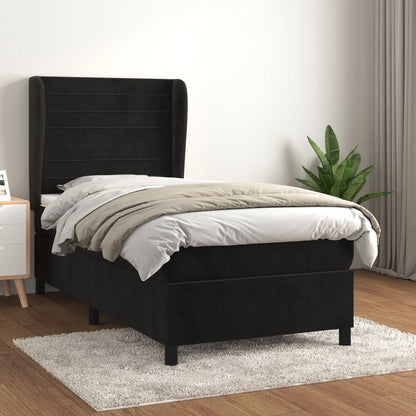 Giroletto a Molle con Materasso Nero 90x200 cm in Velluto | homemem39