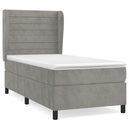 Giroletto a Molle con Materasso Grigio Chiaro 100x200cm Velluto | homemem39