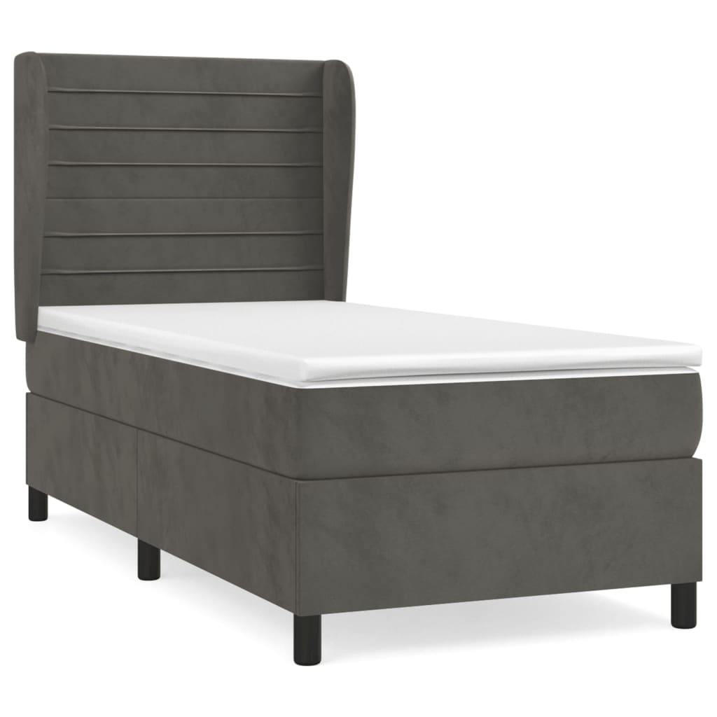 Giroletto a Molle con Materasso Grigio Scuro 100x200 cm Velluto | homemem39