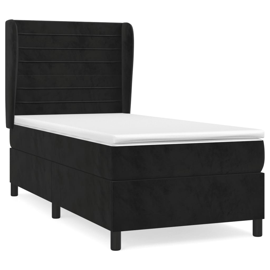 Giroletto a Molle con Materasso Nero 100x200 cm in Velluto | homemem39