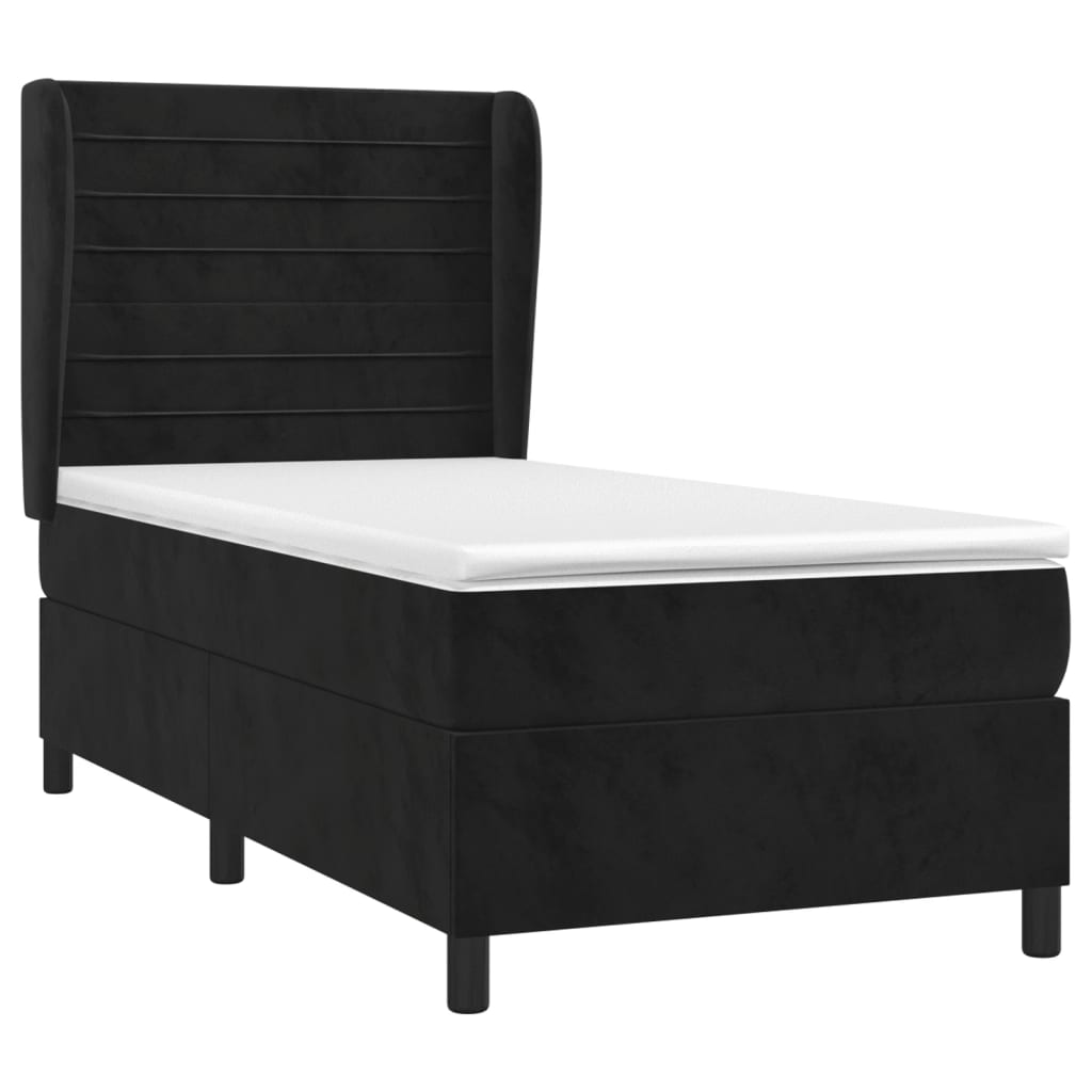 Giroletto a Molle con Materasso Nero 100x200 cm in Velluto | homemem39