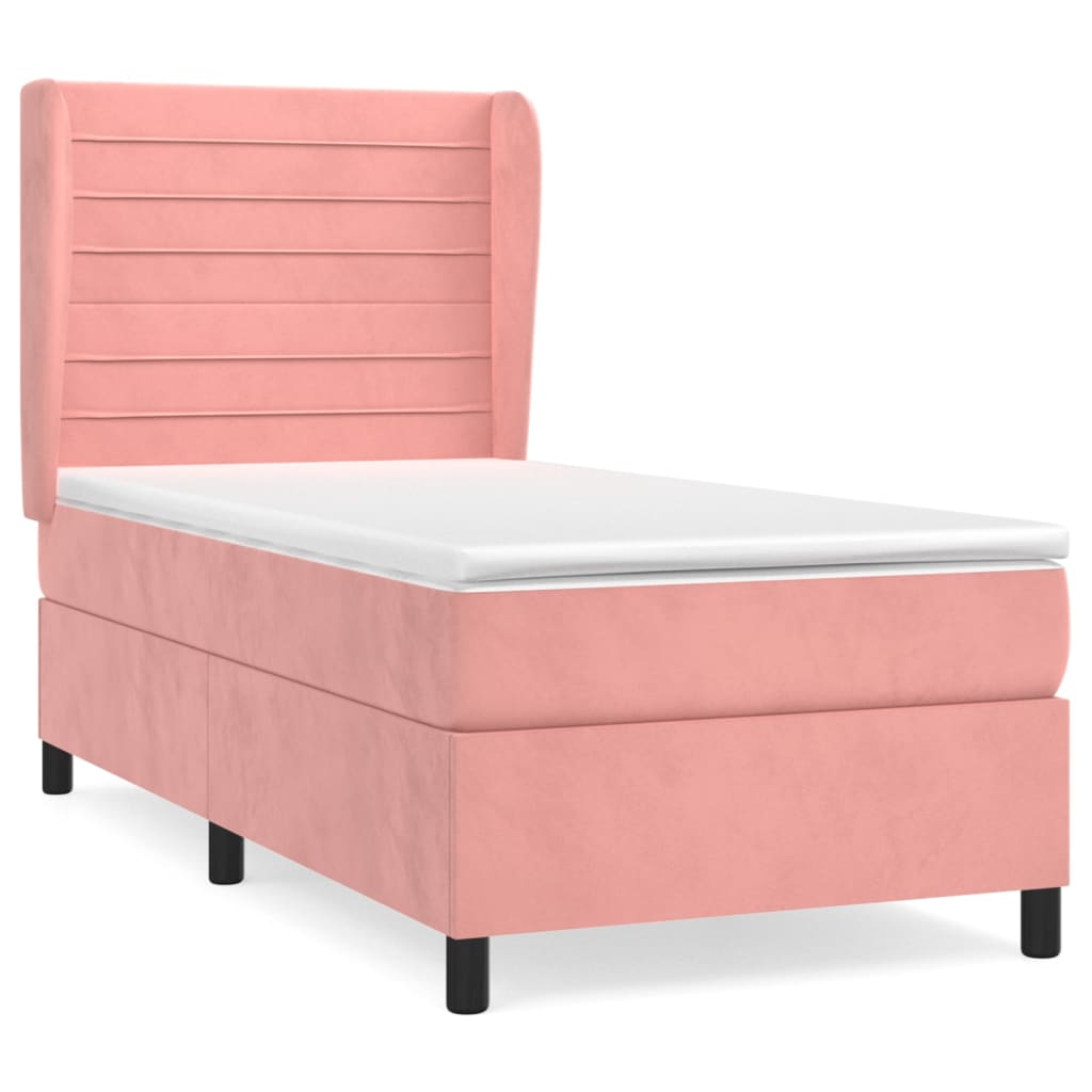 Giroletto a Molle con Materasso Rosa 100x200 cm in Velluto | homemem39