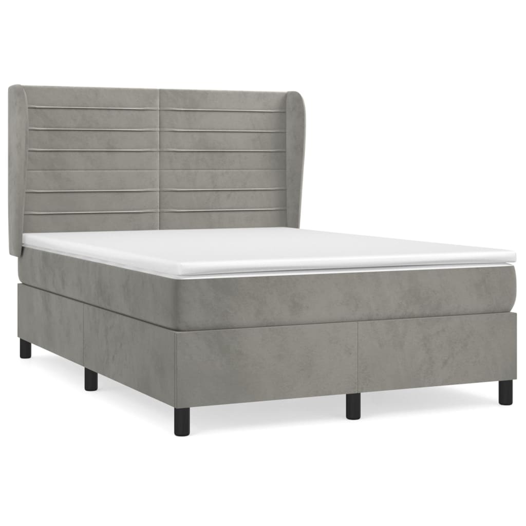 Giroletto a Molle con Materasso Grigio Chiaro 140x190cm Velluto | homemem39