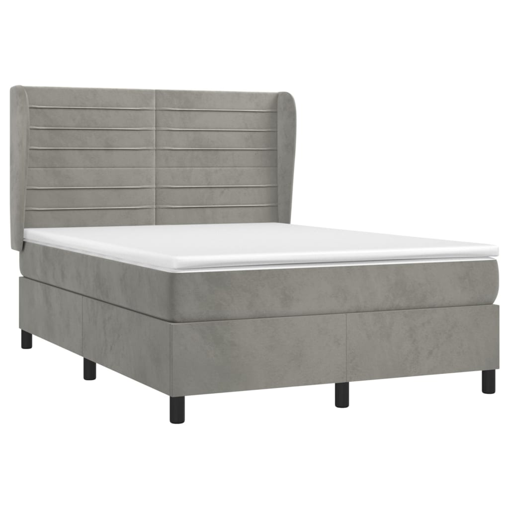 Giroletto a Molle con Materasso Grigio Chiaro 140x190cm Velluto | homemem39