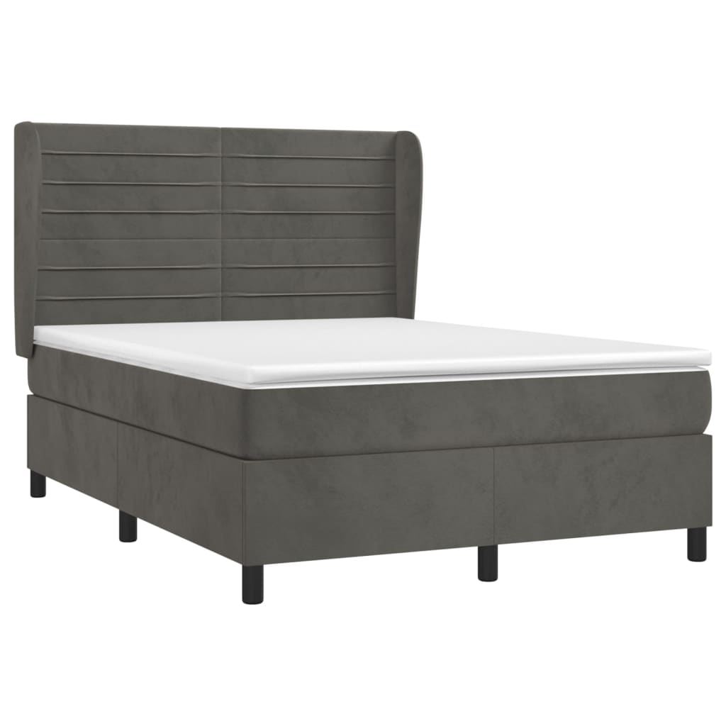Giroletto a Molle con Materasso Grigio Scuro 140x190 cm Velluto | homemem39
