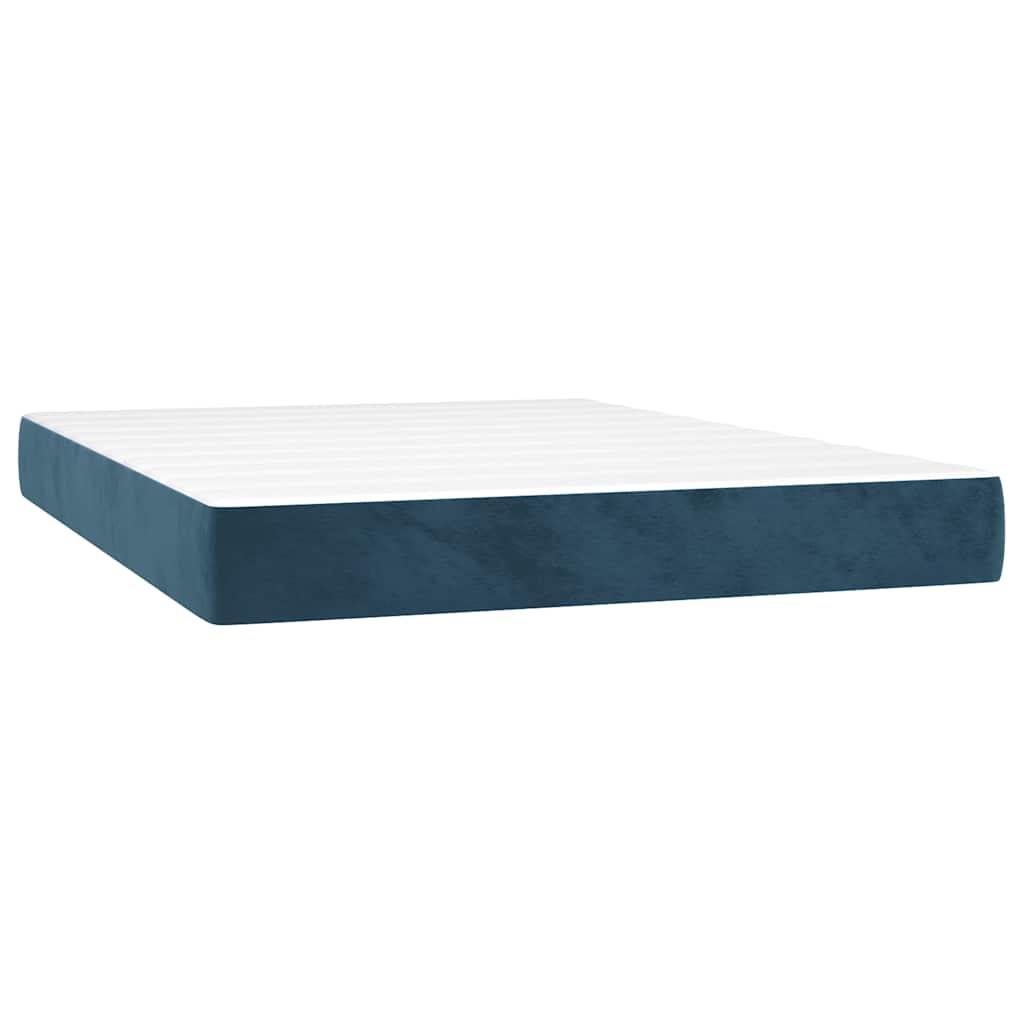 Giroletto a Molle con Materasso Blu Scuro 140x190 cm in Velluto | homemem39