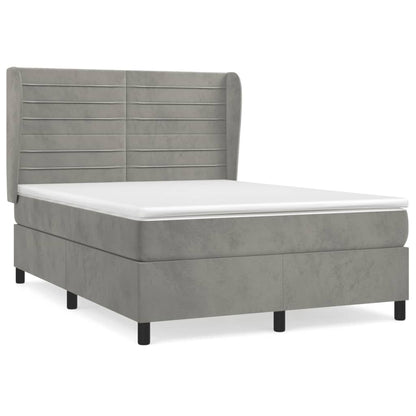 Giroletto a Molle con Materasso Grigio Chiaro 140x200cm Velluto | homemem39