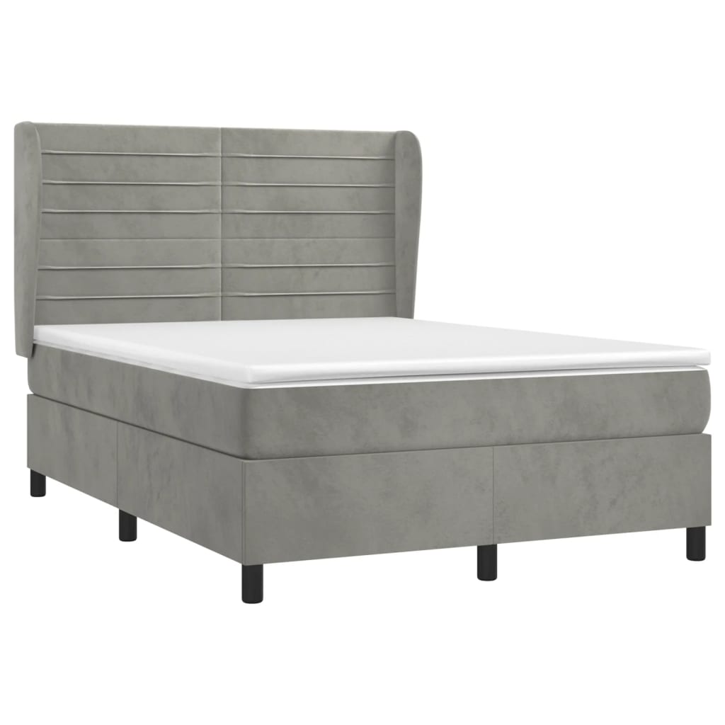 Giroletto a Molle con Materasso Grigio Chiaro 140x200cm Velluto | homemem39