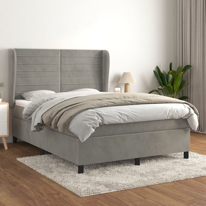 Giroletto a Molle con Materasso Grigio Chiaro 140x200cm Velluto | homemem39