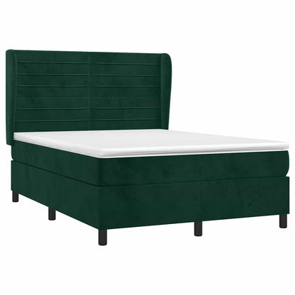 Giroletto a Molle con Materasso Verde Scuro 140x200 cm Velluto