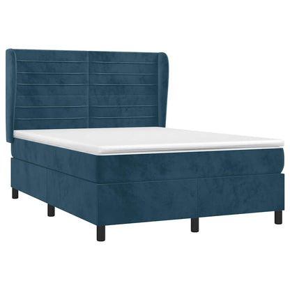 Giroletto a Molle con Materasso Blu Scuro 140x200 cm in Velluto | homemem39