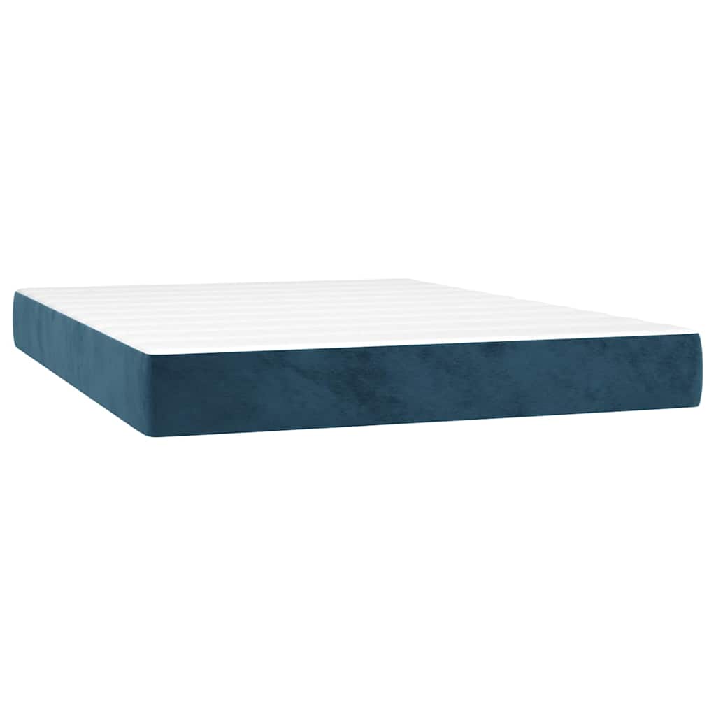Giroletto a Molle con Materasso Blu Scuro 140x200 cm in Velluto | homemem39