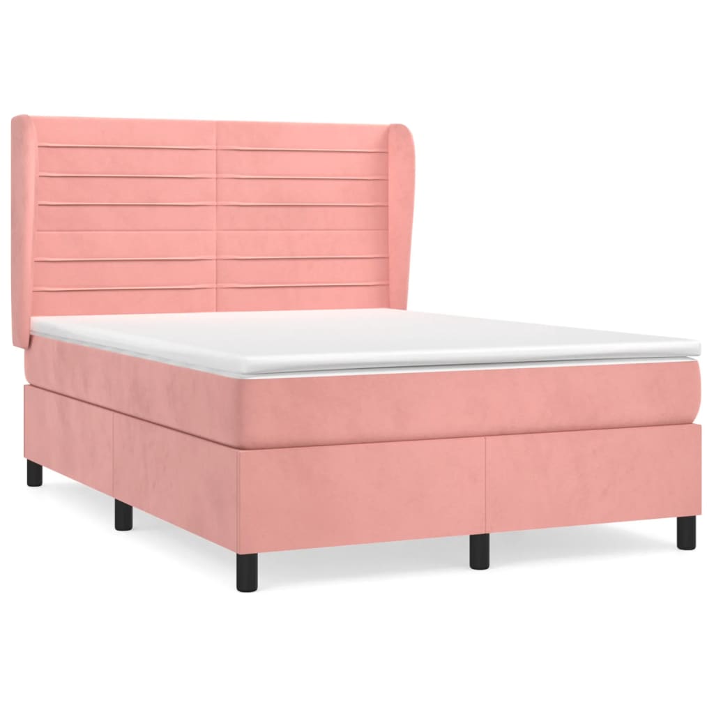 Giroletto a Molle con Materasso Rosa 140x200 cm in Velluto | homemem39