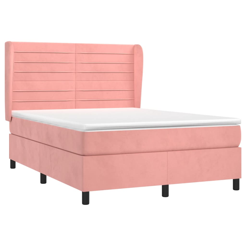 Giroletto a Molle con Materasso Rosa 140x200 cm in Velluto | homemem39
