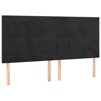 Giroletto a Molle con Materasso Nero 160x200 cm in Velluto | homemem39