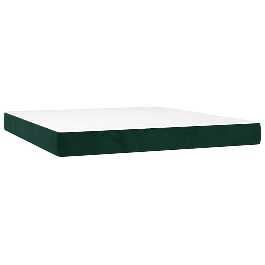Giroletto a Molle con Materasso Verde Scuro 160x200 cm Velluto | homemem39