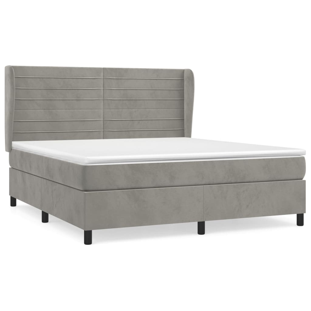 Giroletto a Molle con Materasso Grigio Chiaro 180x200cm Velluto | homemem39