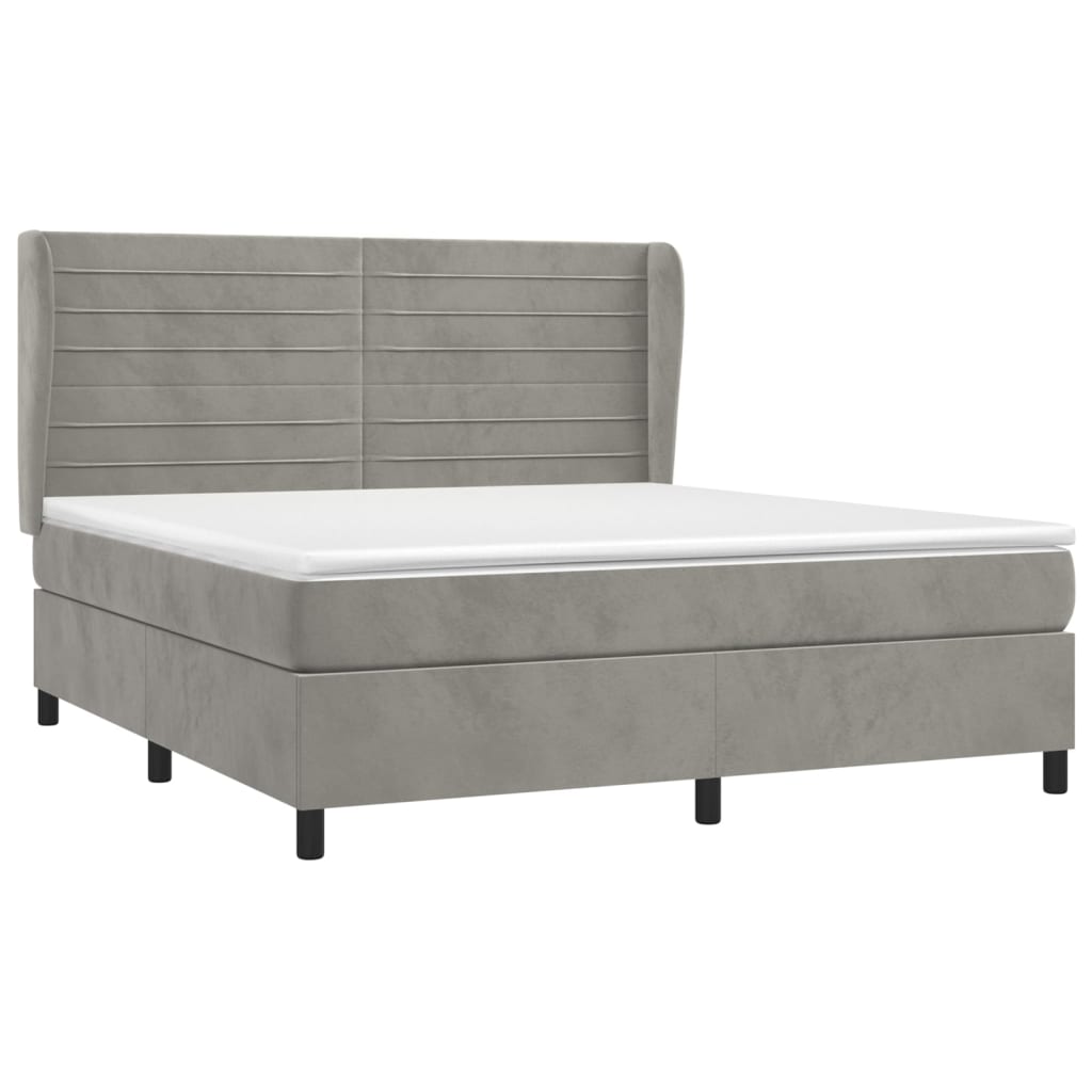 Giroletto a Molle con Materasso Grigio Chiaro 180x200cm Velluto | homemem39