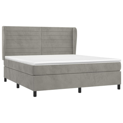Giroletto a Molle con Materasso Grigio Chiaro 180x200cm Velluto | homemem39