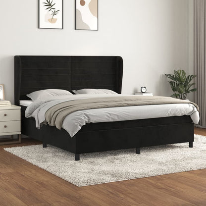 Giroletto a Molle con Materasso Nero 180x200 cm in Velluto | homemem39